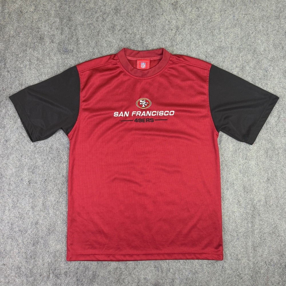 NFL San Francisco 49ers Shirt Mens Large Red Black Short Sleeve Mesh Graphic Tee